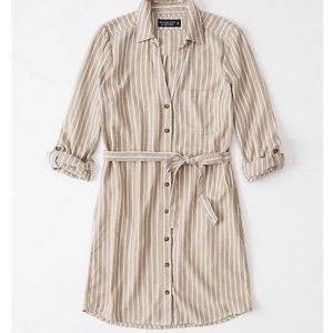 Abercrombie tan stripe flannel shirtdress